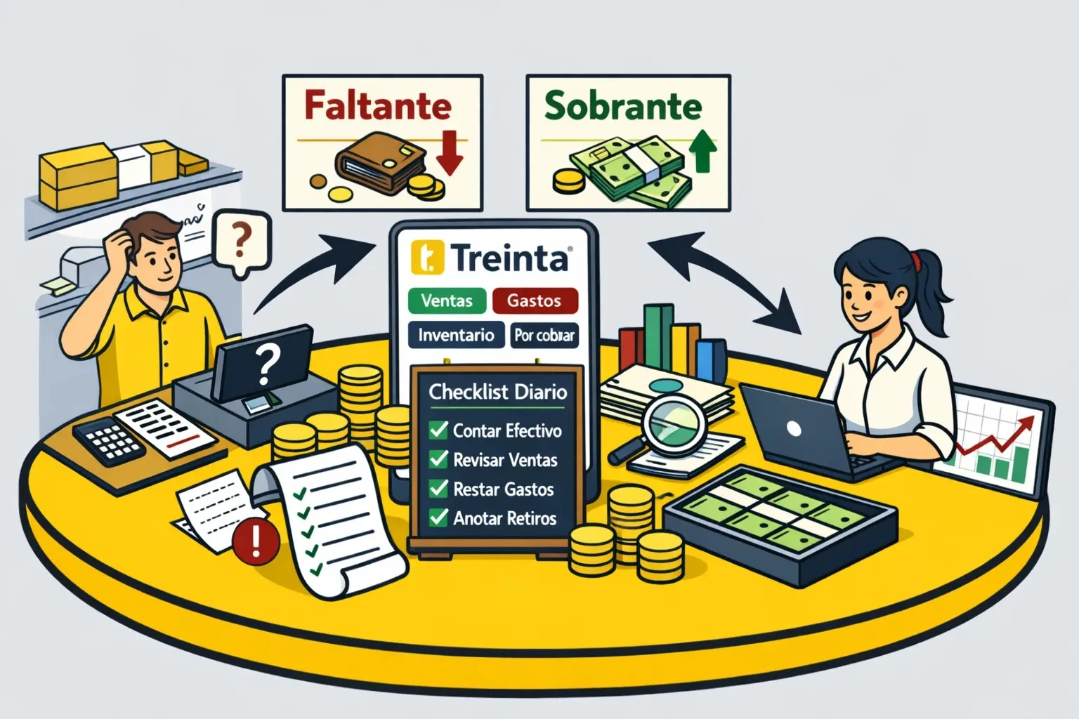 Usuario de Treinta llevando su inventario con un sistema