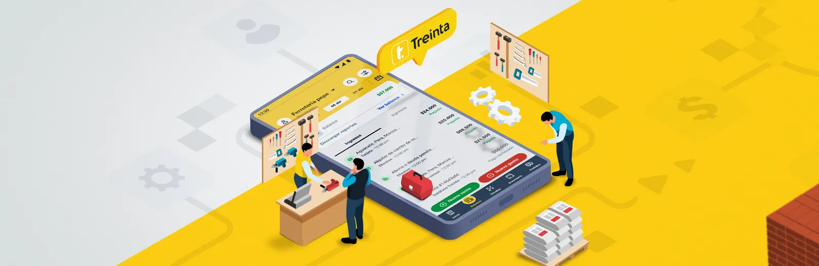 Usuario de Treinta llevando su inventario con un sistema
