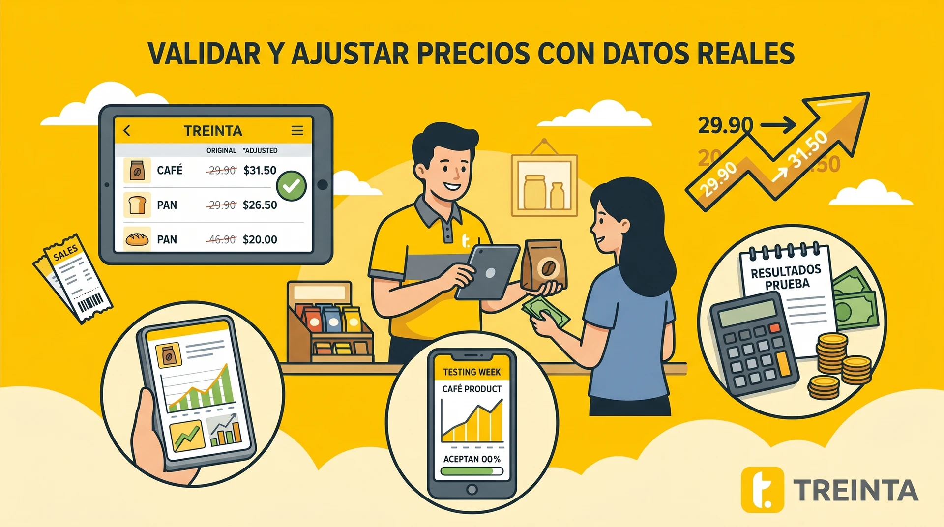 Validación de precios con datos reales mediante pruebas en un grupo de compradores potenciales.
