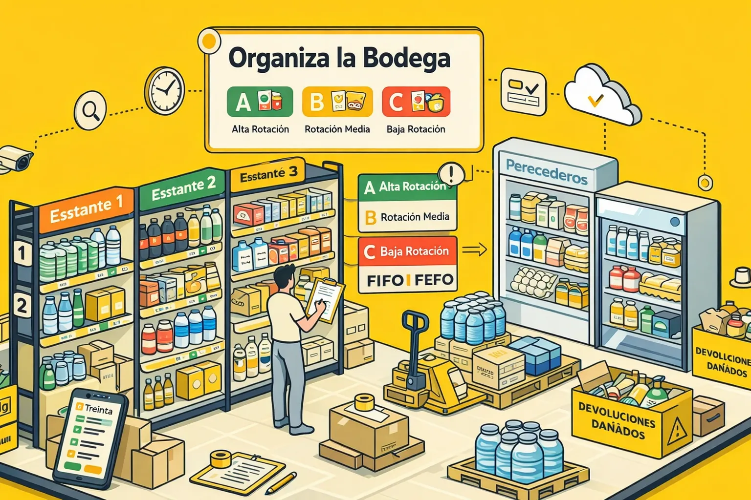 Usuario de Treinta llevando su inventario con un sistema