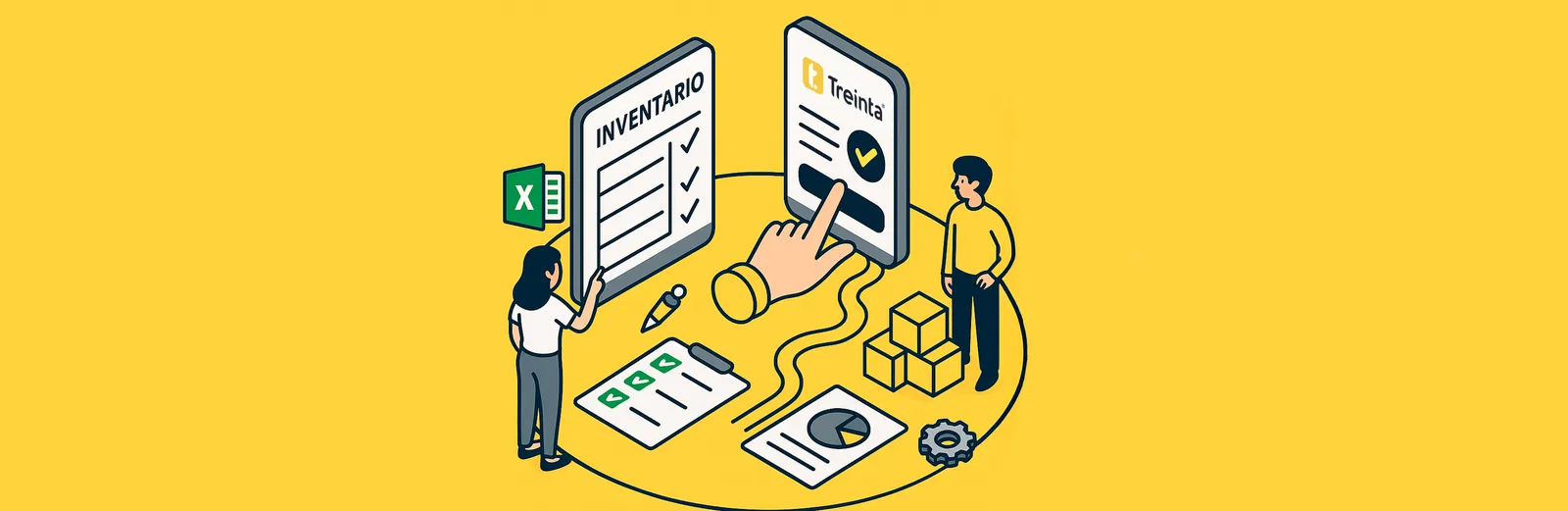 Usuario de Treinta llevando su inventario con un sistema