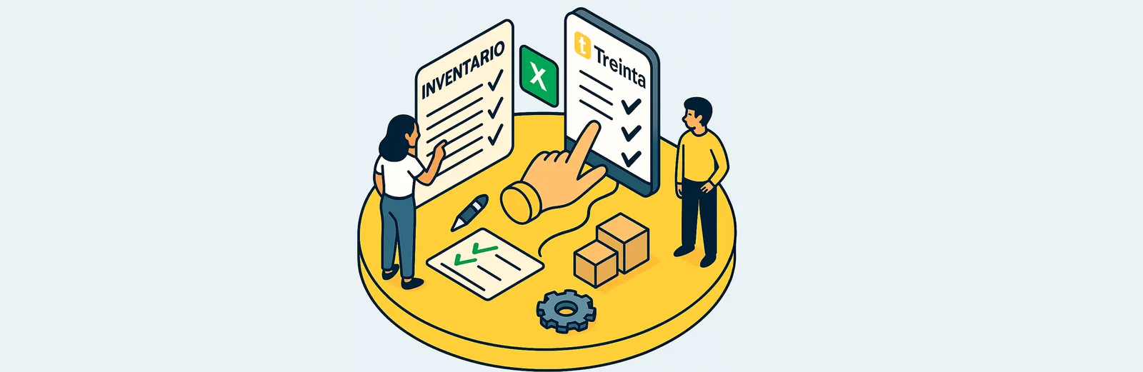 Usuario de Treinta llevando su inventario con un sistema